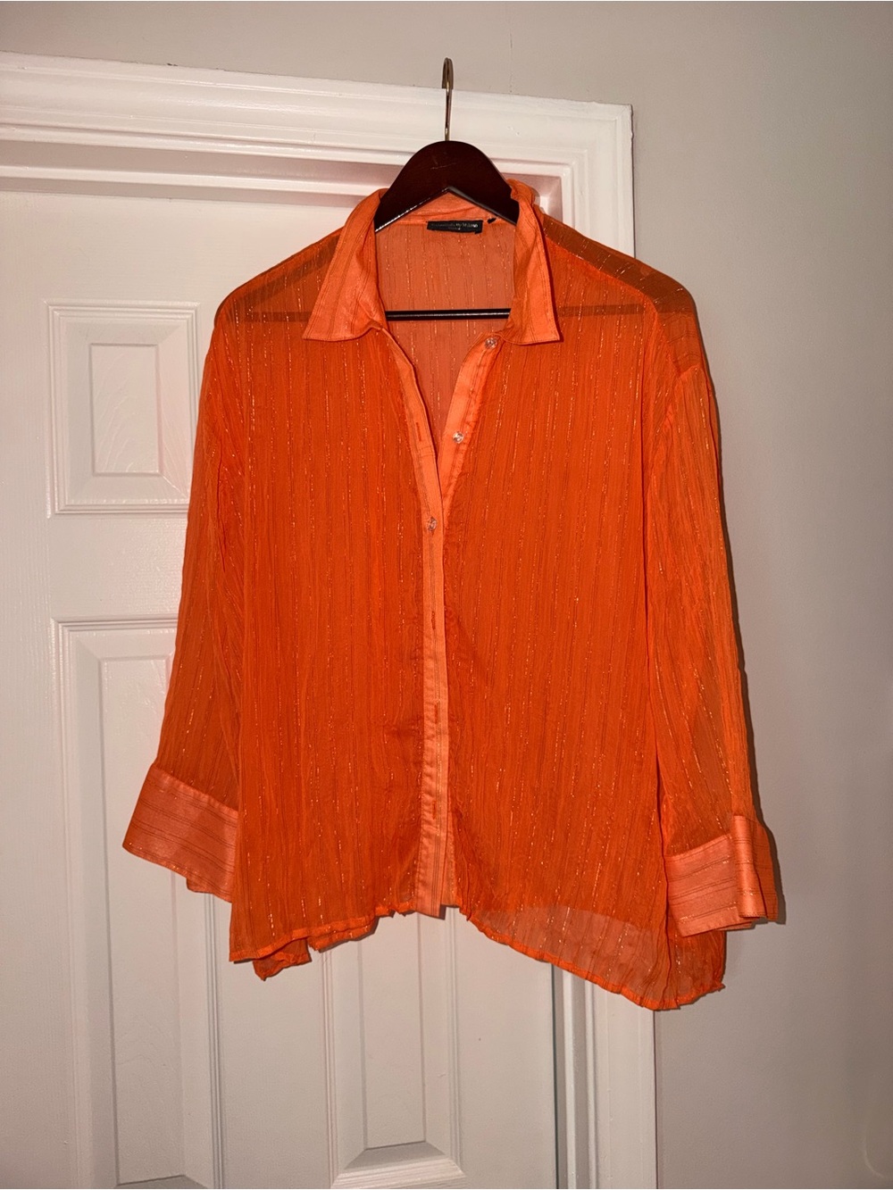 Essentials by Milano Sheer Orange Blouse